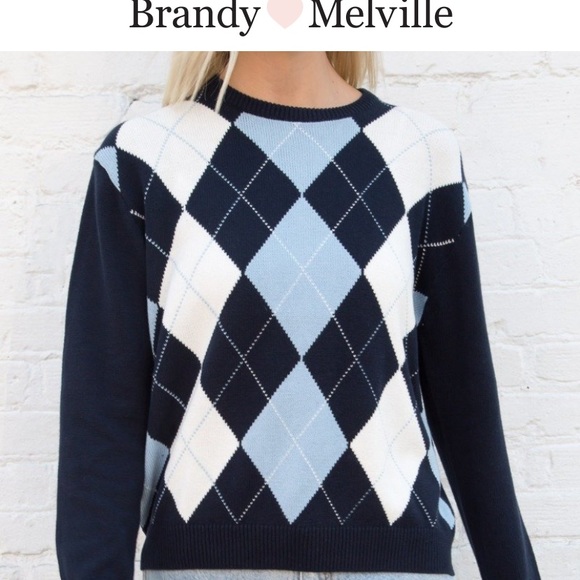 Brandy Melville Sweaters Brandy Melville Bernadette Argyle Navy